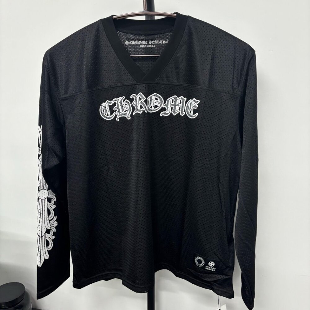 Chrome Hearts black long-sleeved cutout T-shirt